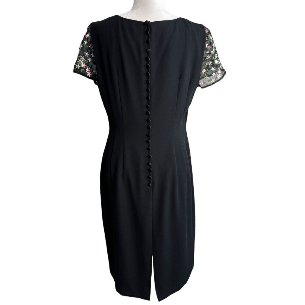 Donna Morgan Sheath Formal Evening Dress with Embroidered Sheer Sleeves Size 12 - Picture 8 of 10